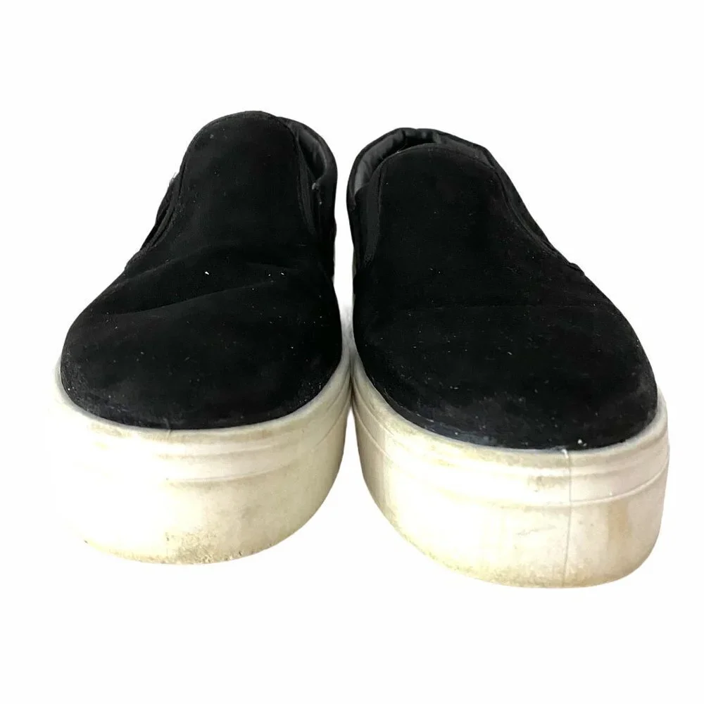 Topshop Women's Chunky Platform Slip On Faux Suede Black Sneaker Size US 9.5